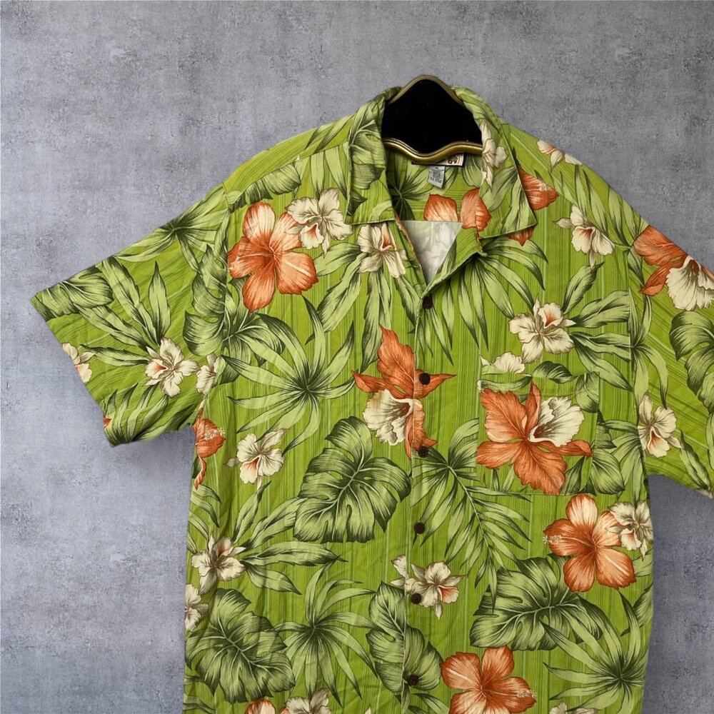 Vintage Caribbean Joe Hawaiian Floral Rayon Short Sleeve Island Shirt XL